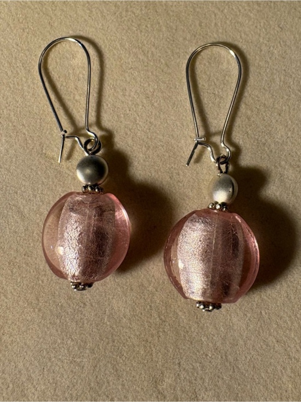 Delicate Pink Murano Glass Drop Earrings